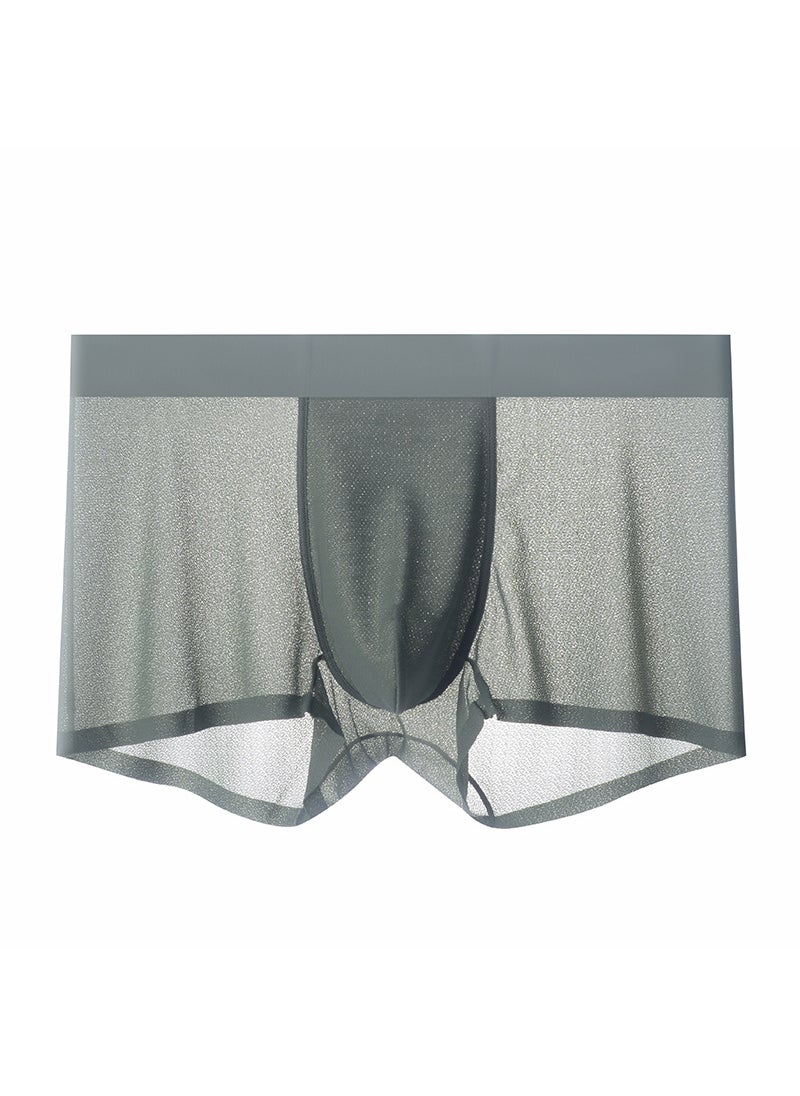 Generic Summer New Mens Ice Silk Underpants Thin Breathable Mid-waist Boxer Shorts Antibacterial Seamless Boxer Shorts Head Turmeric  - Image 2