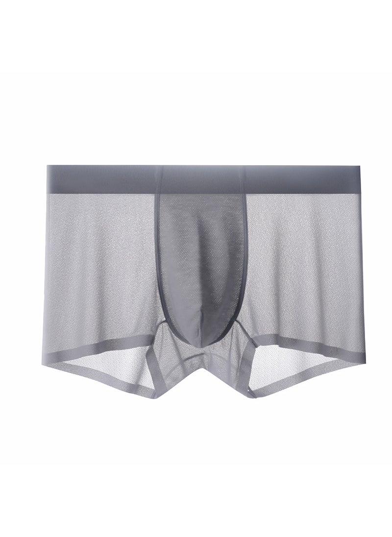 Generic Summer New Mens Ice Silk Underpants Thin Breathable Mid-waist Boxer Shorts Antibacterial Seamless Boxer Shorts Head Turmeric  - Image 3
