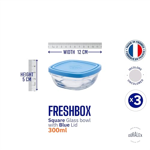 Duralex Freshbox Clear Square With Blue Lid 300 ml Pack of 3 - Image 5