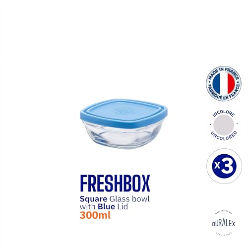 Duralex Freshbox Clear Square With Blue Lid 300 ml Pack of 3 - Image 4