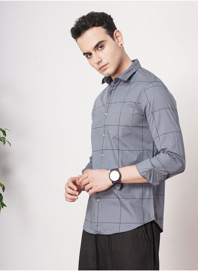 The Indian Garage Co - Men Slim Fit Checkered Full Sleeves Spread Collar Casual Shirt - Image 1