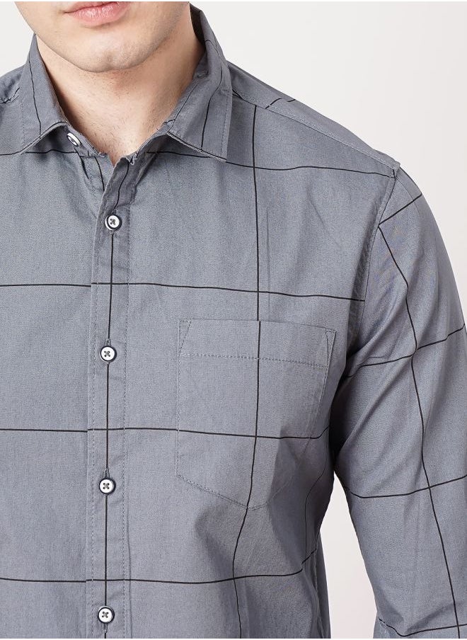 The Indian Garage Co - Men Slim Fit Checkered Full Sleeves Spread Collar Casual Shirt - Image 1