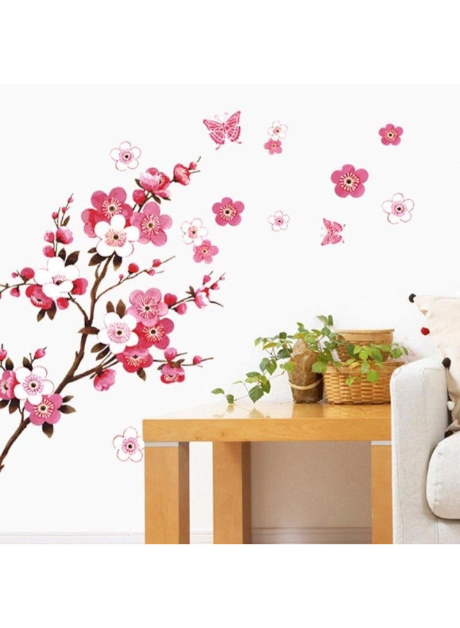Wall Paper 3D Pink Cherry Blossom Wall Sticker Art Home Decor Graphic Flowers Petals Tree Stickers - Image 2