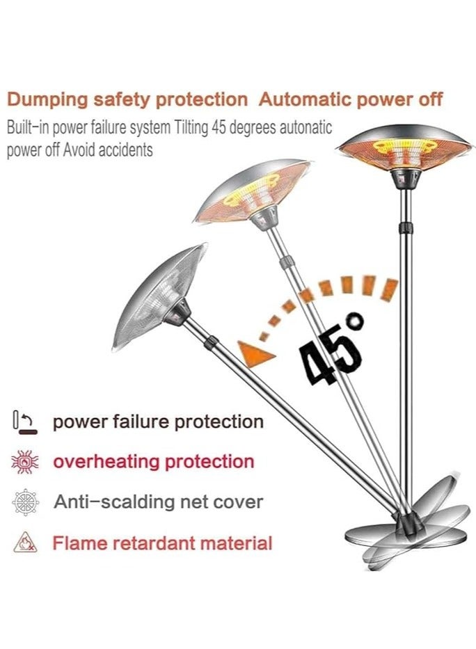 Parasol Electric Patio Heater – 1.5KW to 3KW Infrared Outdoor Heater | 3 Heat Levels, Adjustable Radiant Floor Heater for Garden, Terrace & Balcony - Image 2