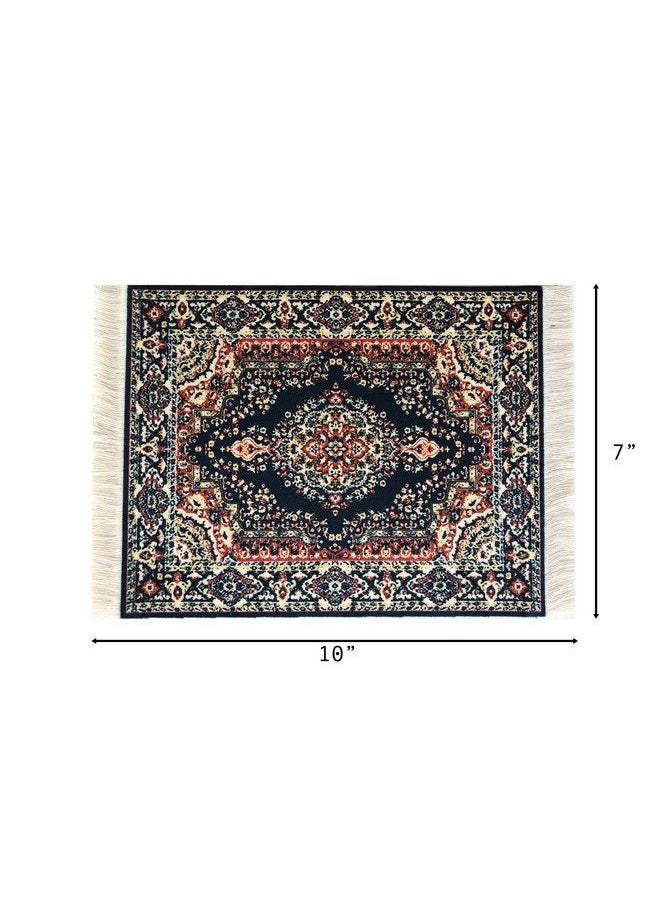 Inusitus - Dollhouse Rug, Miniature Doll House Accessory, Carpet For 3” To 12” Dolls, 10 X 7, Rectangle, Kids Toy Furniture Carpeting Decor, Navy Blue - Image 1