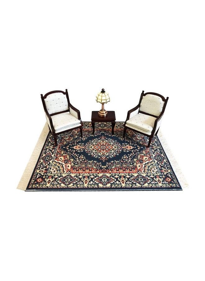 Inusitus - Dollhouse Rug, Miniature Doll House Accessory, Carpet For 3” To 12” Dolls, 10 X 7, Rectangle, Kids Toy Furniture Carpeting Decor, Navy Blue - Image 1