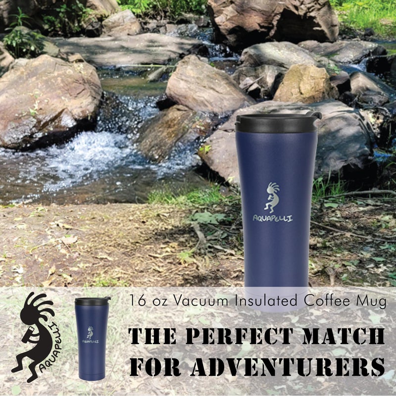 Aquapelli Vacuum Insulated Travel Coffee Mug, 16 Ounces, Blueprint Blue - Image 5