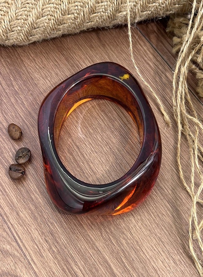IS4U Chunky Acrylic Bracelets for Women,Vintage Geometric Round Square Bracelet Irregular Colorful Wide Bracelets Wristbands Cuff Bracelet Fashion Classic Jewelry (Amber Color) - Image 2