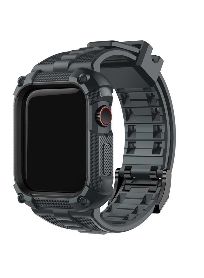 Fullmosa Apple Watch Strap 45mm, Rugged iWatch Band Silicone with Screen Protector and Bumper Case for Men, Compatible with Apple Watch Series 9/8/7 (45mm, Grey) - Image 1
