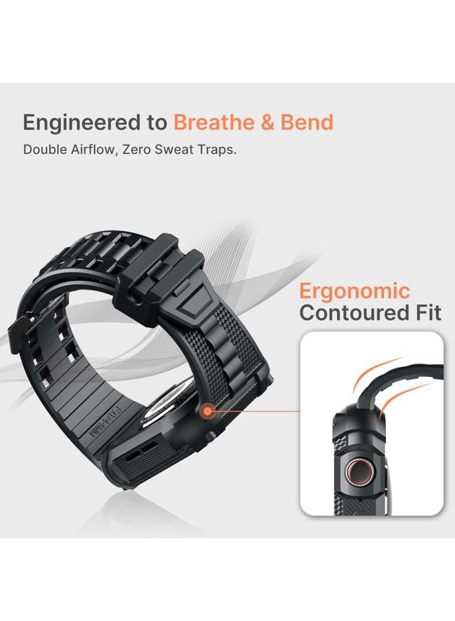 Fullmosa Apple Watch Strap 45mm, Rugged iWatch Band Silicone with Screen Protector and Bumper Case for Men, Compatible with Apple Watch Series 9/8/7 (45mm, Grey) - Image 4