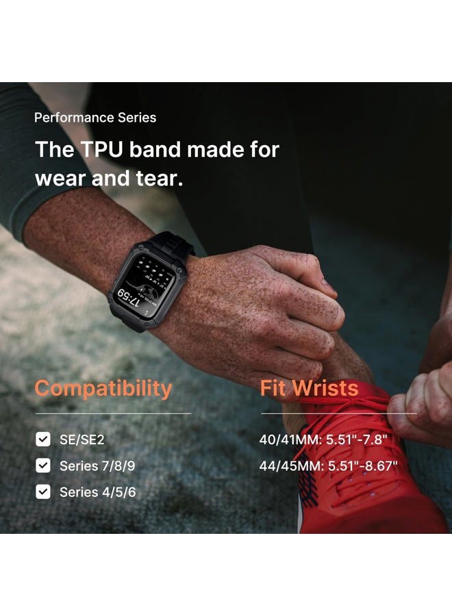 Fullmosa Apple Watch Strap 45mm, Rugged iWatch Band Silicone with Screen Protector and Bumper Case for Men, Compatible with Apple Watch Series 9/8/7 (45mm, Grey) - Image 3