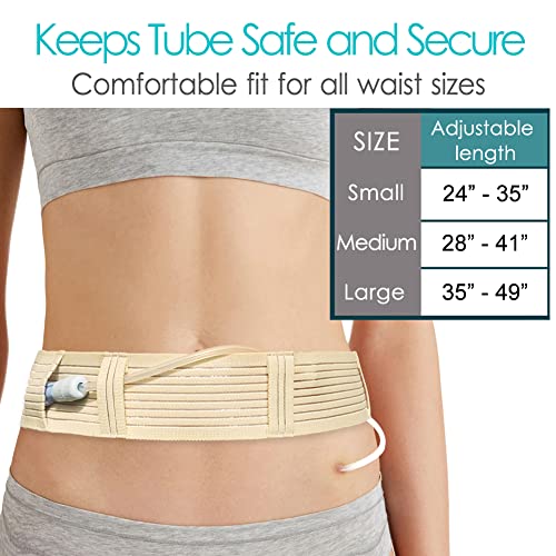 DiaBelt [2 Pack] PD Dialysis Belt Breathable Peritoneal Dialysis Accessories Peg J Tube Catheter Belts Holder Feeding Tube Supplies for Stomach Women Men Adults Beige - Image 3