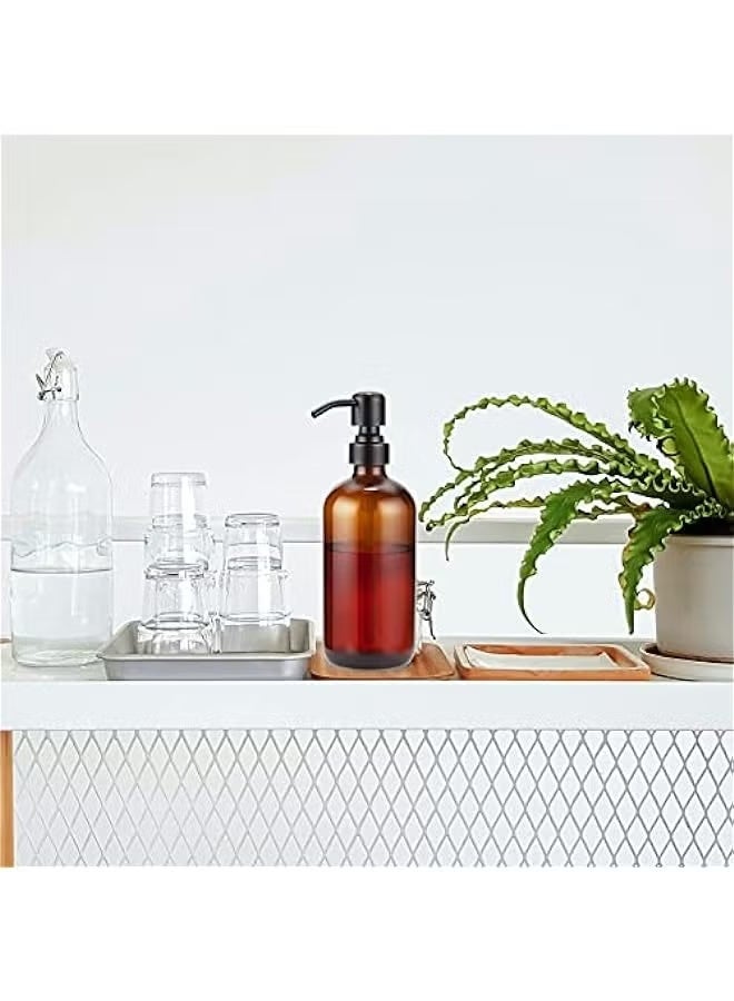 2-Pack Amber Plastic Pint Soap Dispenser - 17 Oz Bottle for Liquid Lotion, Bathroom and Kitchen - Image 5