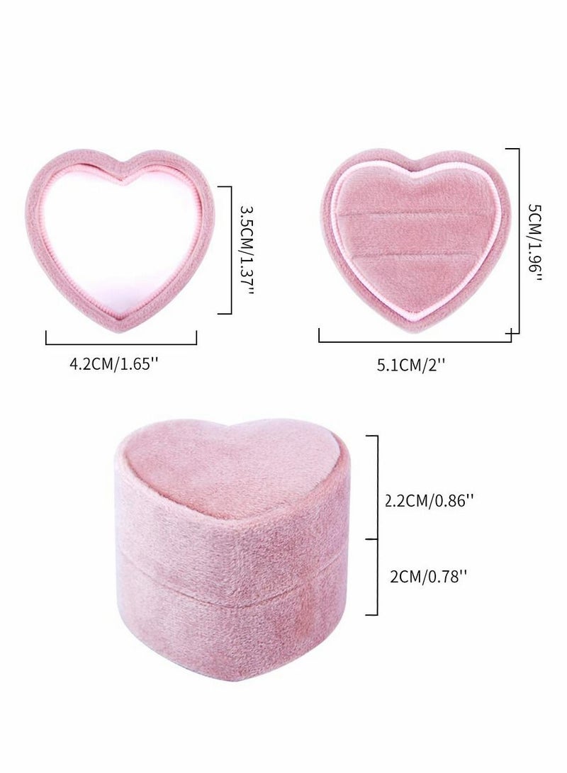 Excefore Heart Shape Ring Bearer Box, Premium Velvet Gorgeous Vintage Double Ring Organizer Jewelry Gift Storage for Wedding, Proposal, Engagement, Ceremony - Image 2