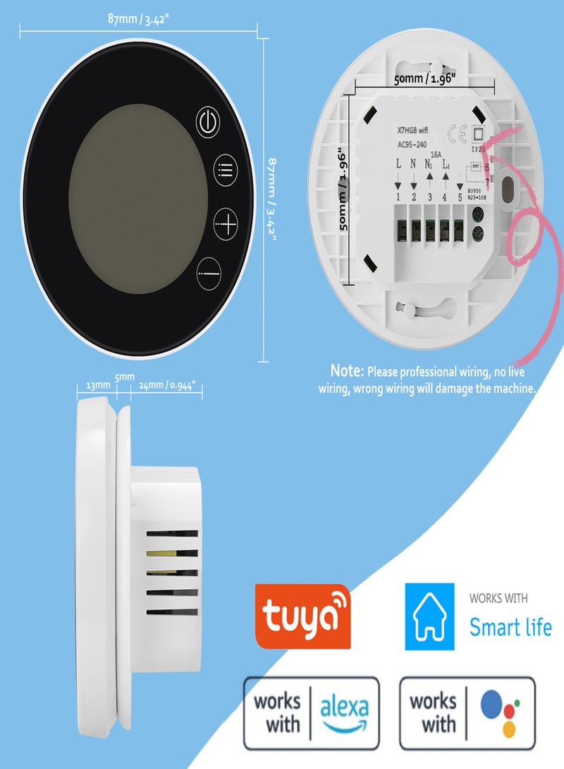 تويا ترموستات Tuya WiFi LCD بشاشة عرض ذكية قابلة للبرمجة للتحكم في درجة الحرارة مع التحكم في التطبيق متوافق مع التحكم الصوتي من Google Home - Image 5