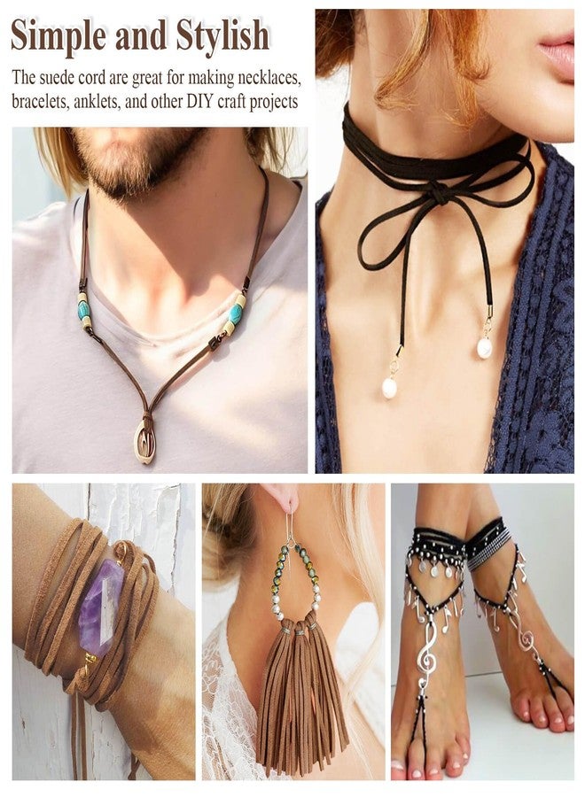 Anezus 3 Rolls Flat Leather String Cord, Suede Ribbon for Jewelry Making, Leather Twine for Crafts, Thin Leather Shoe Laces for Boots, Faux Leather Strips for Bracelets, Necklaces - Image 4