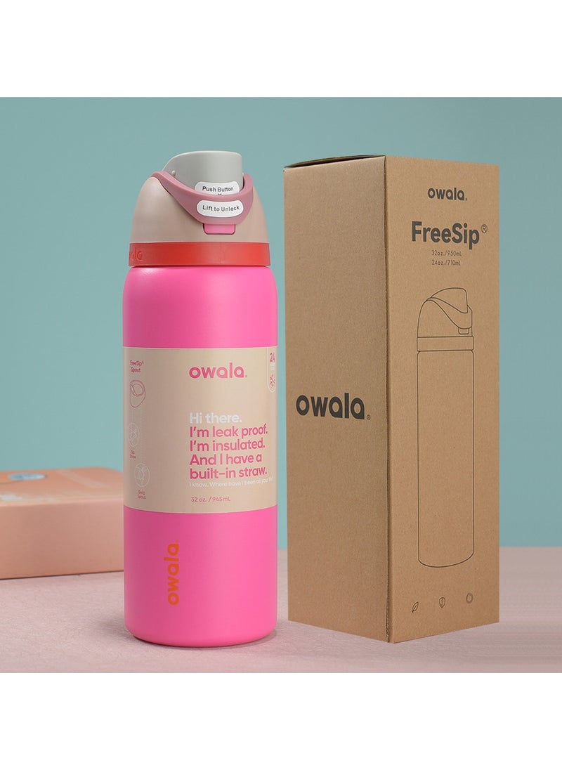 Owala FreeSip Insulated Stainless Steel Water Bottle With Straw For Sports Travel And School BPA Free Sports Water Bottle(32OZ) 