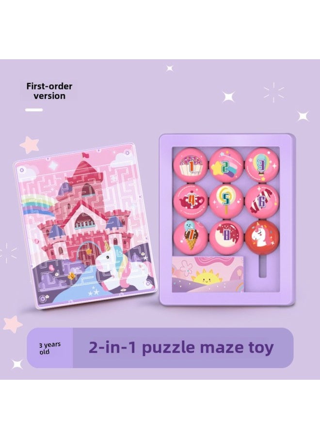 Generic - Digital Huarong Road Maze Intellectual Fun Desktop Game Machine 3D Maze Unlock Toy-Color:Huarong Road Maze Level 3-Castle - Image 1