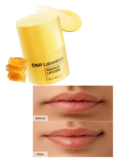 Honey Lip Butter (0.5 fl.oz / 15ml) - Propolis Lipcerin, Hydrating Overnight Manuka Lip Balm & Mask, 12hrs Long-lasting Moisture, Gentle Exfoliation.