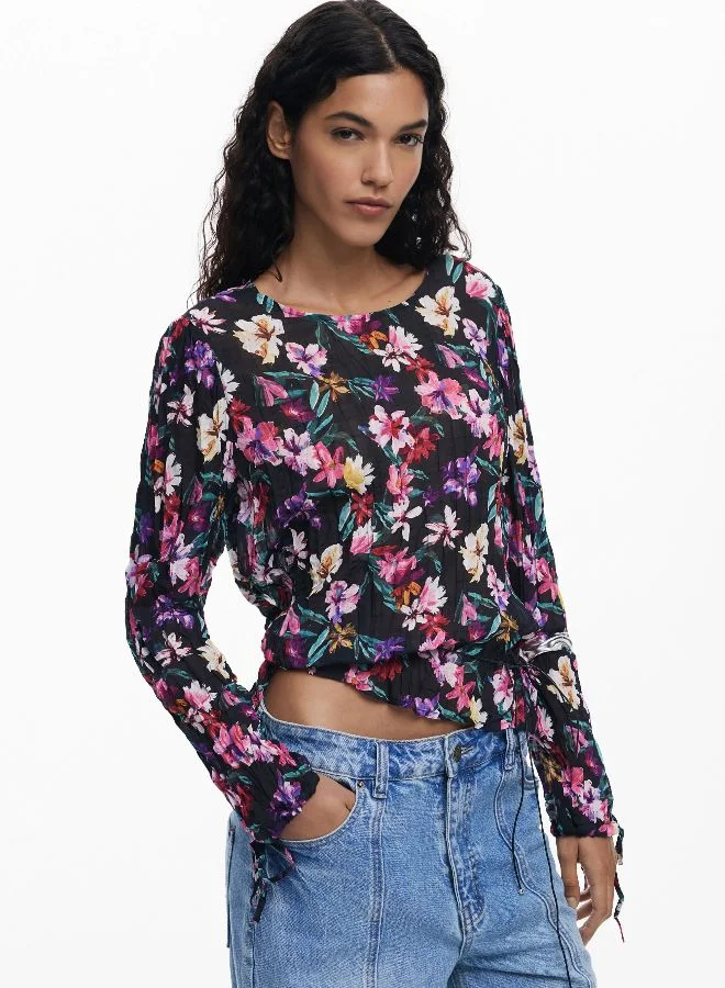 DESIGUAL Pleated Floral Blouse