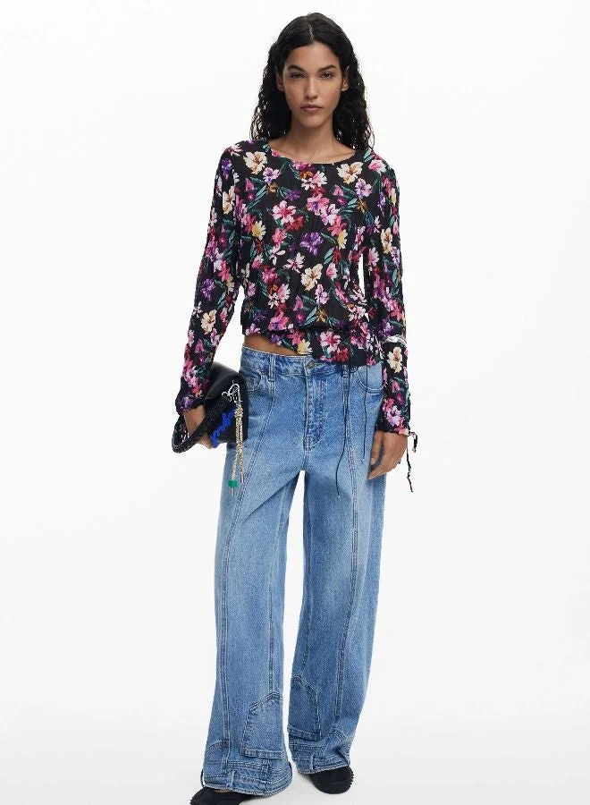 DESIGUAL Pleated Floral Blouse