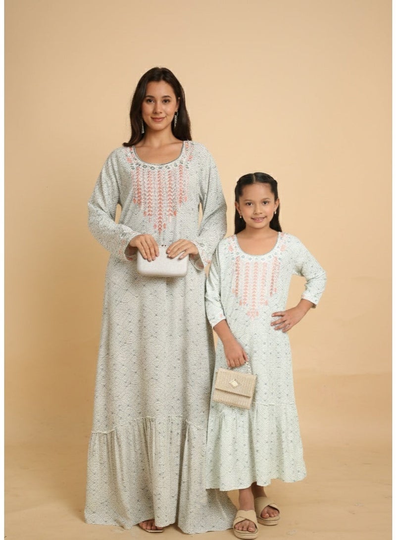 HANA & SARA Trendy Luxe Printed Arabic Jalabiya Dress For Women - Image 1