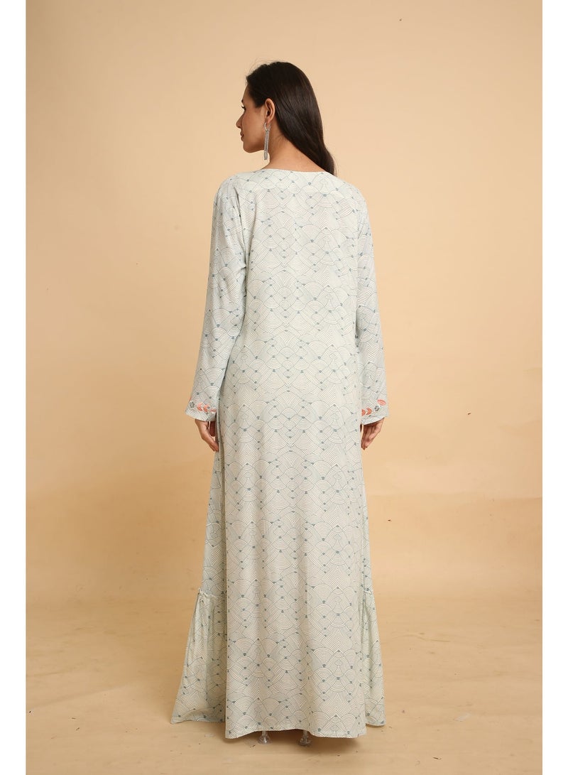 HANA & SARA Trendy Luxe Printed Arabic Jalabiya Dress For Women - Image 3