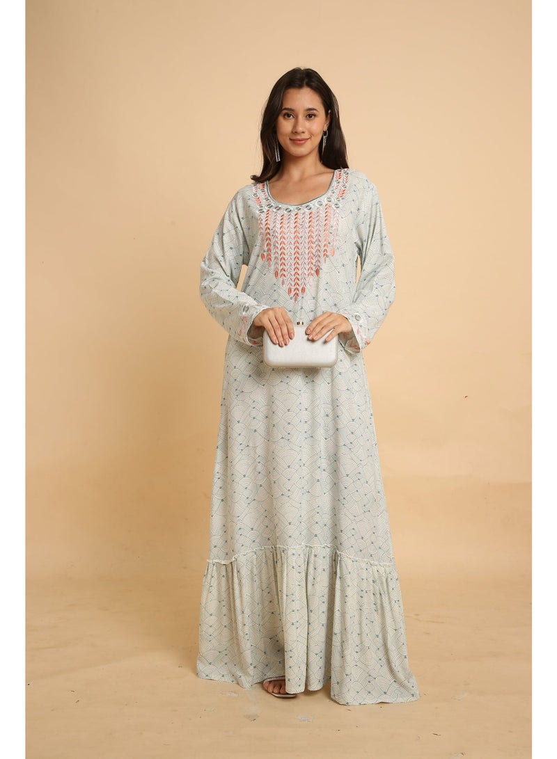 HANA & SARA Trendy Luxe Printed Arabic Jalabiya Dress For Women - Image 5