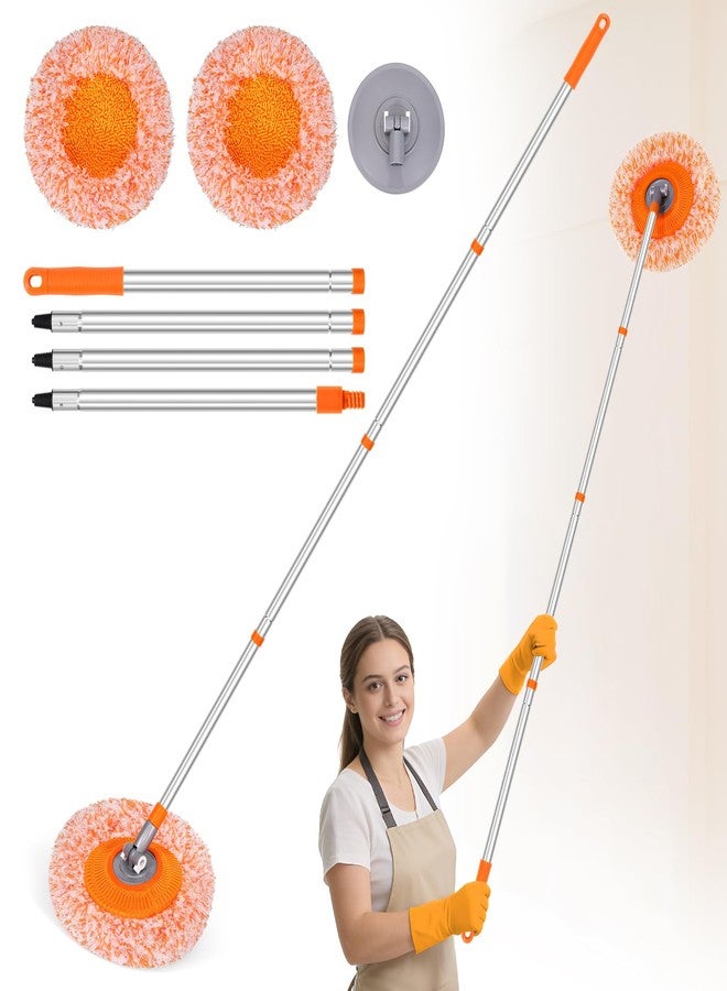 TIMIVO Wall Mop for Painted Walls, Wall Cleaner Mop with 104''/ 62" Long Handle, Dry Mop for Wall Floor Ceiling Cleaning, 2 Reusable Pads (Orange) - Image 1