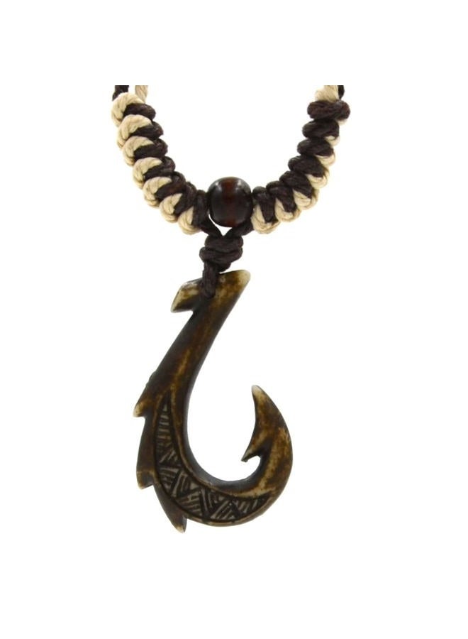 Zero Gravity Hawaii an Jewelry Manu Makau Style Resin Fish Hook Necklace with Koa Wood Bead, Resin - Image 1