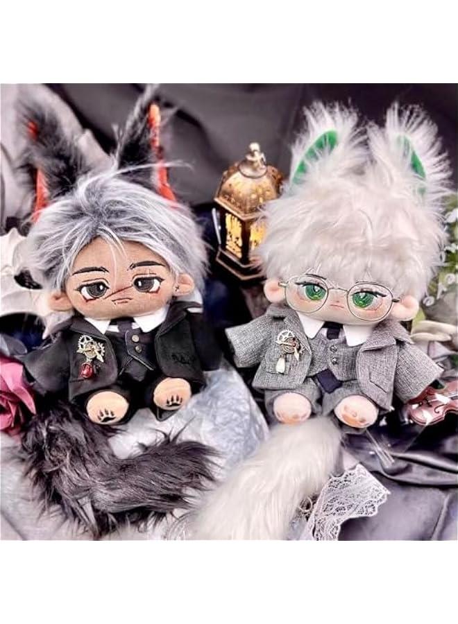 20cm Plush Doll Clothes Coat Shirt Pants Vest Belt Tie Accessories Suit 8in Doll Dress Up (Black)  - Image 4