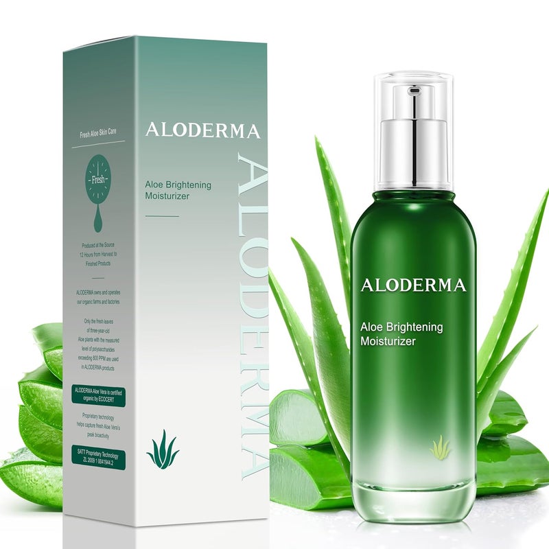 Aloderma Brightening Face Moisturizer with 75 Organic Aloe Vera  Natural Aloe Facial Lotion to Nourish  Restore Radiance for Tired Dull Skin Revitalizing Lotion with Niacinamide Squalane 35oz