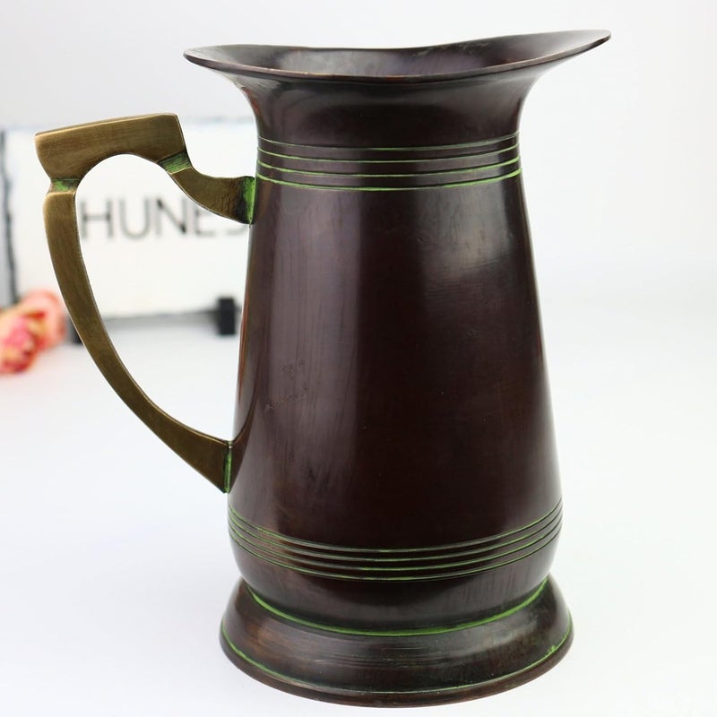 Bhunes Brass Jug AntiqueStyle Water Pitcher for Home Dcor CollectorsBrown 7 Inch 1 Piece - Image 1