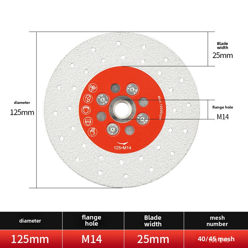 Diamond Cutting Pieces Brazing Double-sided Gyssophila Grinding Pieces Marble Tile Stone Saw Blade(φ125*M14) - Image 1