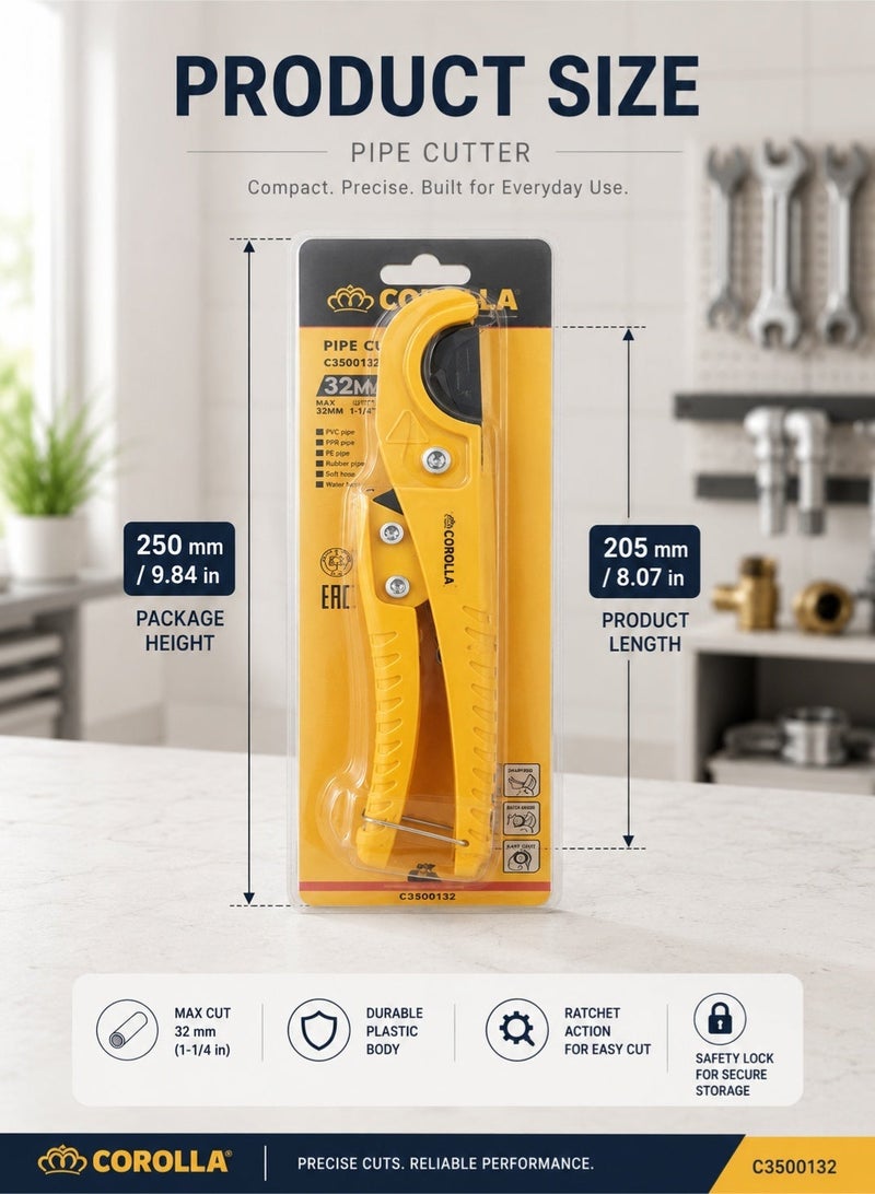 LOOPITYS 1PCS Portable 32mm PEX Pipe Cutter, PVC Pipe Cutter, PPR Pipe Cutter, Plastic Tube Cutting Tool, Ratchet Pipe Scissors, Professional Plumbing Cutter for PEX PVC PPR Pipes - Image 5