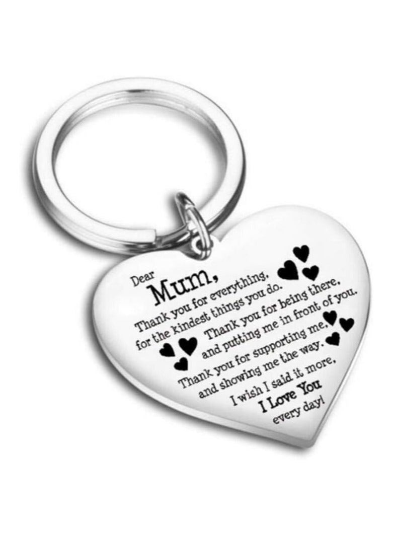 SOLDOUT Stainless Steel Heart Shaped Engraved Letters Keychain Love Pendant To Best Mum Mom Mother's Day Thanksgiving Gift - Image 1