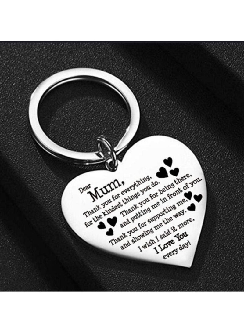 SOLDOUT Stainless Steel Heart Shaped Engraved Letters Keychain Love Pendant To Best Mum Mom Mother's Day Thanksgiving Gift - Image 2