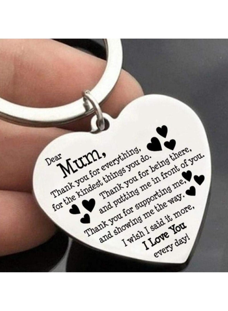 SOLDOUT Stainless Steel Heart Shaped Engraved Letters Keychain Love Pendant To Best Mum Mom Mother's Day Thanksgiving Gift - Image 3