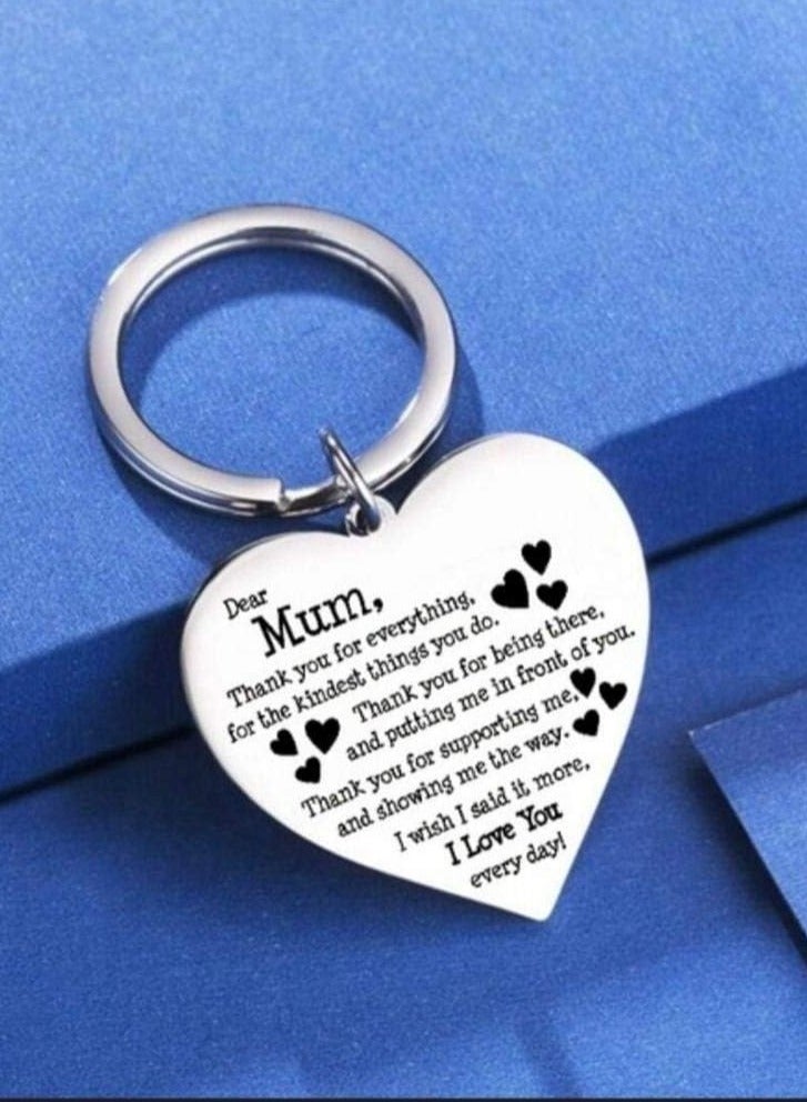 SOLDOUT Stainless Steel Heart Shaped Engraved Letters Keychain Love Pendant To Best Mum Mom Mother's Day Thanksgiving Gift - Image 4