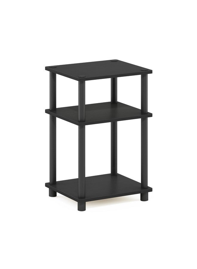 Furinno طاولة نهاية فوريينو ذات 3 طبقات فقط مع أنابيب دوارة / طاولة جانبية / طاولة ليلية / طاولة بجانب السرير بأعمدة بلاستيكية، عبوة واحدة، أمريكانو/أسود - Image 1