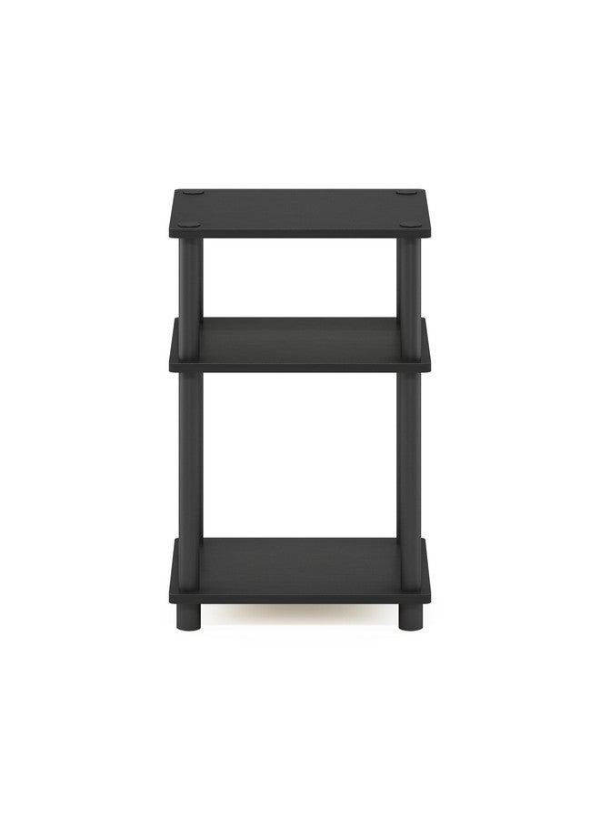 Furinno طاولة نهاية فوريينو ذات 3 طبقات فقط مع أنابيب دوارة / طاولة جانبية / طاولة ليلية / طاولة بجانب السرير بأعمدة بلاستيكية، عبوة واحدة، أمريكانو/أسود - Image 5