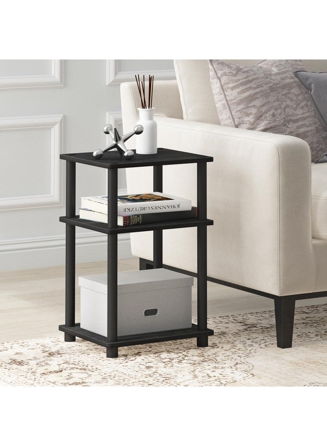 Furinno طاولة نهاية فوريينو ذات 3 طبقات فقط مع أنابيب دوارة / طاولة جانبية / طاولة ليلية / طاولة بجانب السرير بأعمدة بلاستيكية، عبوة واحدة، أمريكانو/أسود - Image 3