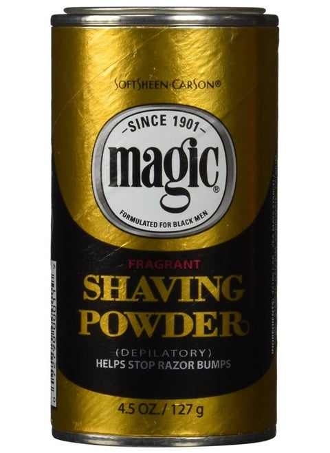 SoftSheen-Carson Magic Razorless Shaving for Men, Magic Shaving Powder with Fragrance, Coarse Textured Beards, Formulated for Black Men, Depilatory, Helps Stop Razor Bumps, Since 1901, 4.5 oz