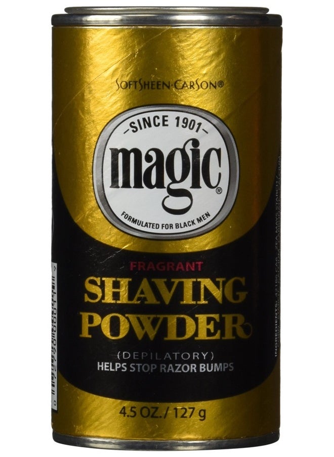 SoftSheen-Carson Magic Razorless Shaving for Men, Magic Shaving Powder with Fragrance, Coarse Textured Beards, Formulated for Black Men, Depilatory, Helps Stop Razor Bumps, Since 1901, 4.5 oz