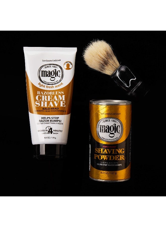 SoftSheen-Carson Magic Razorless Shaving for Men, Magic Shaving Powder with Fragrance, Coarse Textured Beards, Formulated for Black Men, Depilatory, Helps Stop Razor Bumps, Since 1901, 4.5 oz