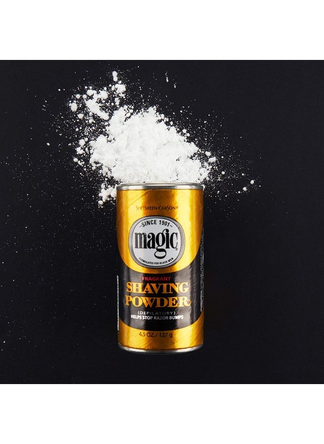 SoftSheen-Carson Magic Razorless Shaving for Men, Magic Shaving Powder with Fragrance, Coarse Textured Beards, Formulated for Black Men, Depilatory, Helps Stop Razor Bumps, Since 1901, 4.5 oz