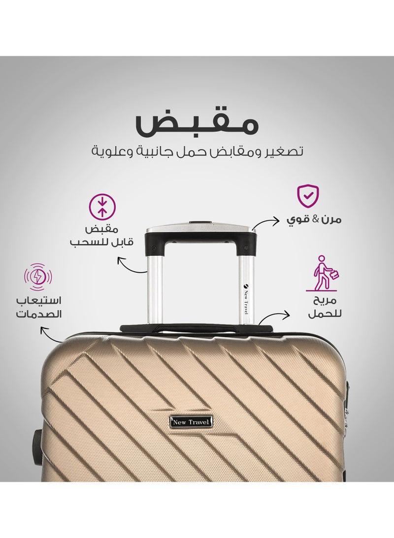 نيو ترافيل طقم حقائب سفر 3 قطع ماركة نيو تراڤيل صلبة ABS مقاس 28/24/20 بوصة بأربع عجلات دوارة. - Image 5