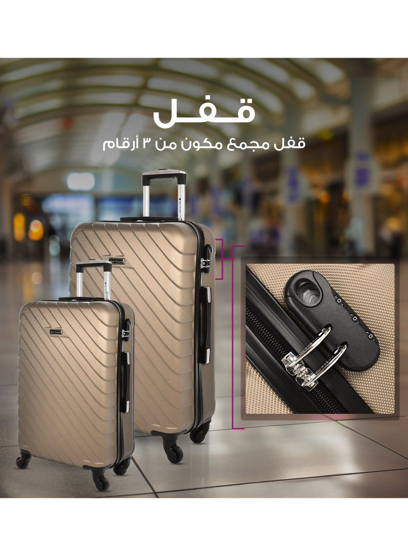 نيو ترافيل طقم حقائب سفر 3 قطع ماركة نيو تراڤيل صلبة ABS مقاس 28/24/20 بوصة بأربع عجلات دوارة. - Image 4
