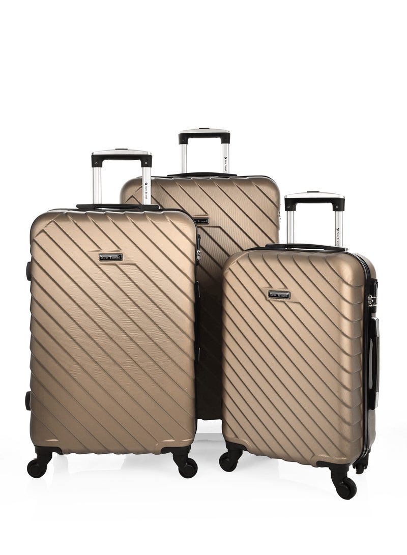 نيو ترافيل طقم حقائب سفر 3 قطع ماركة نيو تراڤيل صلبة ABS مقاس 28/24/20 بوصة بأربع عجلات دوارة. - Image 1