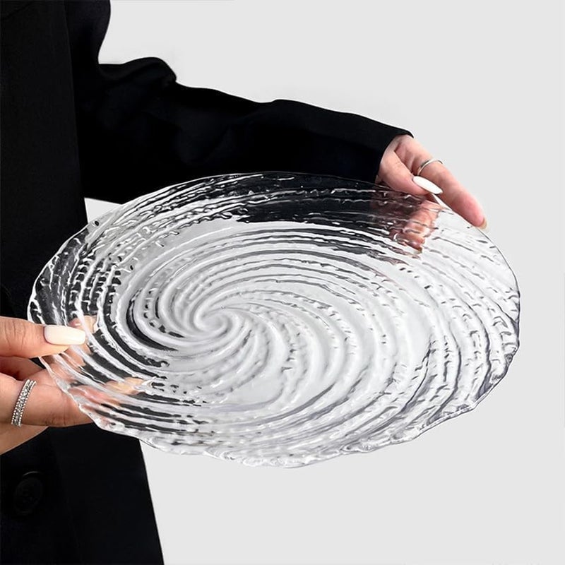 bellemax Glass Plate Set of 2 pcs Flower Decorative 8.5 inch Crystal Clear Glass Plate- Dry Fruits Sweets Chocolate Snack Plate for Dining,Catering Event, Dinner Parties,Wedding Dinner Plate (BX-06) - Image 4
